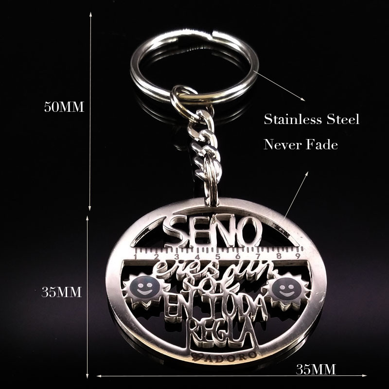 Fahsion Spania Lanț de chei din oțel inoxidabil pentru profesor Brelocuri de culoare argintie Bijuterii regalos para profesores K77390B