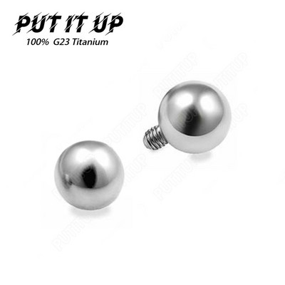 10db G23 Titanium Ball 3/4/5mm 14G 16G belső menetes súlyzó tükör polírozott testpiercing ékszer Ti 6AL-4V ELI