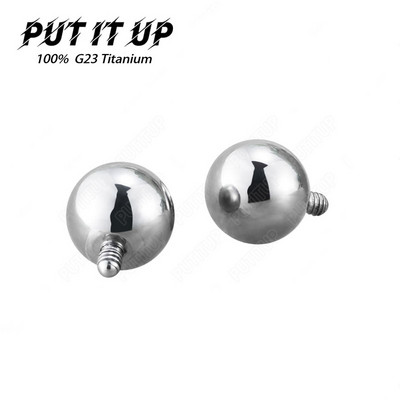 10db G23 Titanium Ball 3/4/5mm 14G 16G belső menetes súlyzó tükör polírozott testpiercing ékszer Ti 6AL-4V ELI