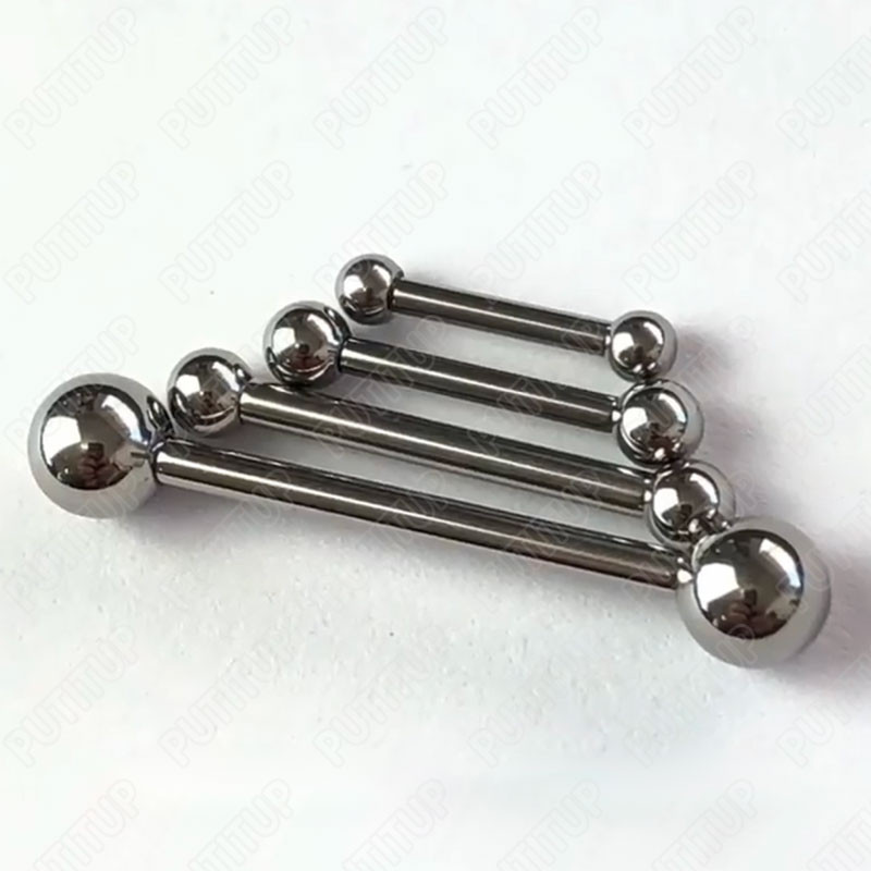 10db G23 Titanium Ball 3/4/5mm 14G 16G belső menetes súlyzó tükör polírozott testpiercing ékszer Ti 6AL-4V ELI