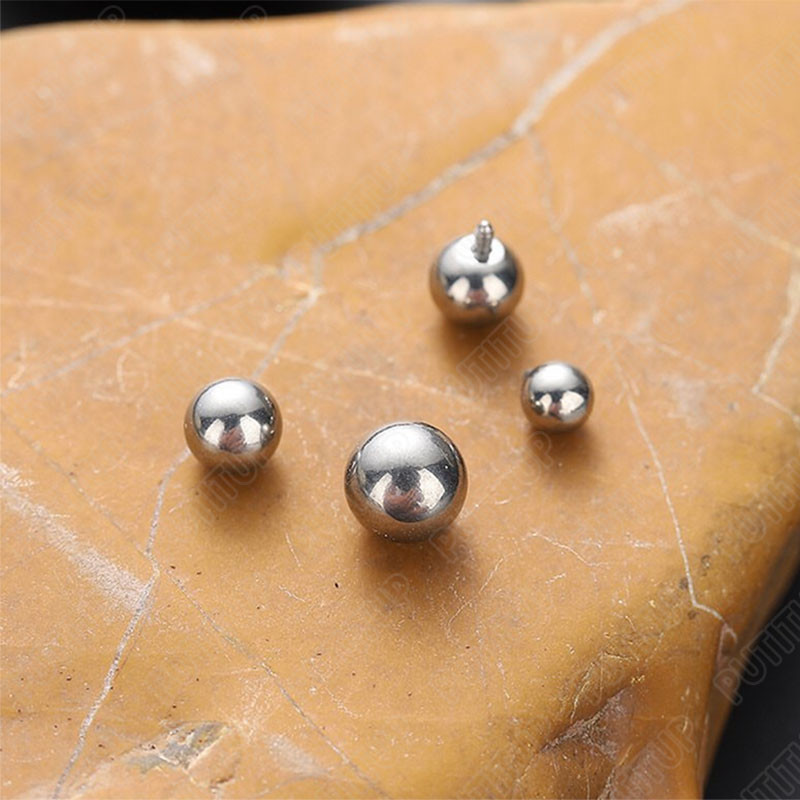 10db G23 Titanium Ball 3/4/5mm 14G 16G belső menetes súlyzó tükör polírozott testpiercing ékszer Ti 6AL-4V ELI