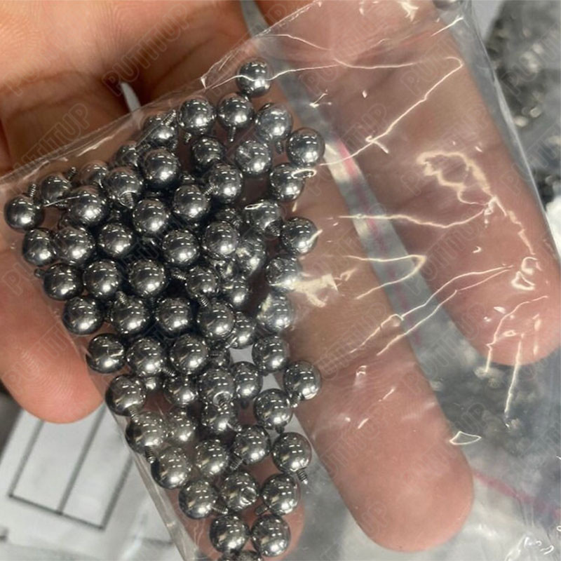 10db G23 Titanium Ball 3/4/5mm 14G 16G belső menetes súlyzó tükör polírozott testpiercing ékszer Ti 6AL-4V ELI