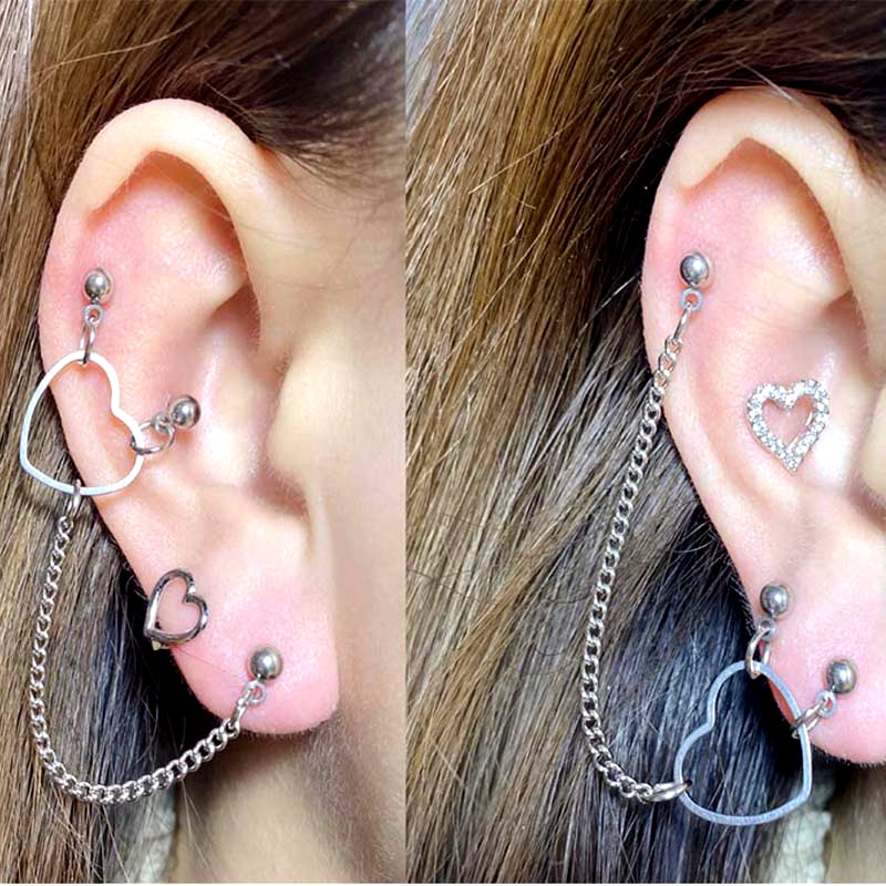 Cercei cu piercing la ureche din oțel inoxidabil Piercing industrial pentru cartilaj Conch Tragus Lobul urechii Cercei tip Helix Barbell Pierc 16G