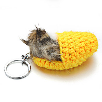 Lovely Sleeping Sleeping Cat Pompom Keychains Faux Rabbit Fur Cute Kitten Χειροποίητα υφαντά χνουδωτά μπρελόκ για γυναίκες κορίτσια Δώρο αυτοκίνητο K381