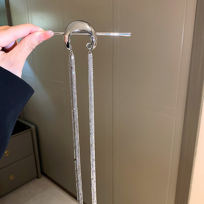 XIALUOKE Agrafe de păr cu arc geometric geometric de epocă pentru femei, bentită cu împletitură, ciucuri lungi, bijuterii de păr, accesorii pentru mireasă