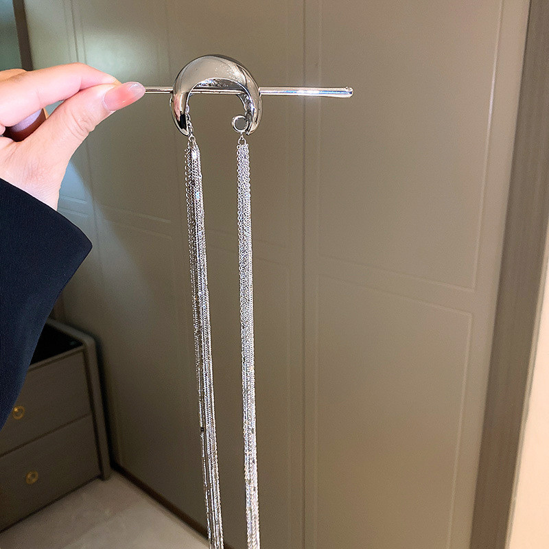 XIALUOKE Agrafe de păr cu arc geometric geometric de epocă pentru femei, bentită cu împletitură, ciucuri lungi, bijuterii de păr, accesorii pentru mireasă