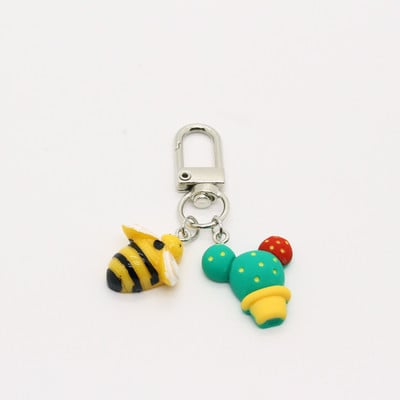 1 buc. Breloc cu pandantiv pentru plante cu hrană pentru animale, cheie pentru femei, unic, drăguț, prăjitură cu căpșuni, margarete, koala, geantă de câine, cutie de mașină, lanț de chei K93