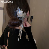 XIALUOKE Vintage hosszú bojt geometrikus pillangós hajtű női hajviselet Elegáns személyiség Hajrudak Hajékszerek