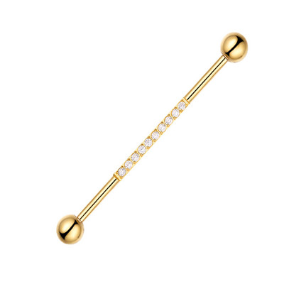 16G 16G 34-38mm G23 Titanium CZ Industrial Barbell Cartilajul urechii Helix-Conch Piercing Bar Cercei Stud Bijuterii pentru corp