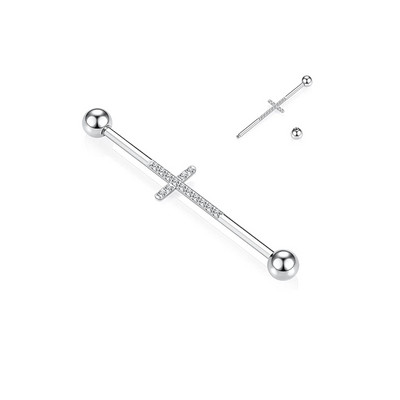 16G 16G 34-38mm G23 Titanium CZ Industrial Barbell Cartilajul urechii Helix-Conch Piercing Bar Cercei Stud Bijuterii pentru corp