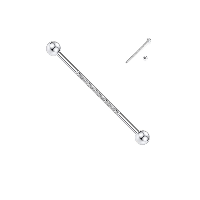 16G 16G 34-38mm G23 Titanium CZ Industrial Barbell Cartilajul urechii Helix-Conch Piercing Bar Cercei Stud Bijuterii pentru corp