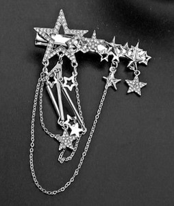 Agrafe de păr rafinate cu stea de cristal Bling strălucitor Accesorii de păr pentru femei, fete, lanțuri elegante, ace de păr cu ciucuri, nou.