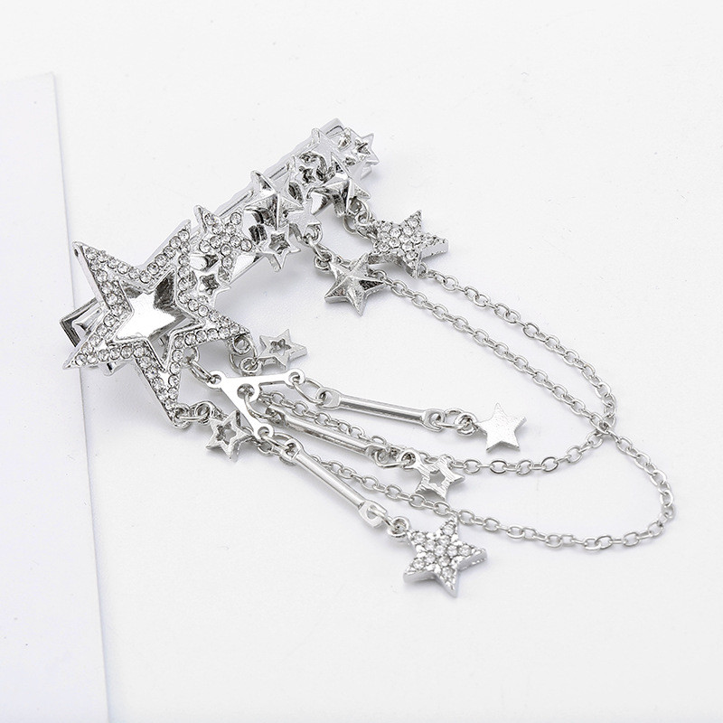 Agrafe de păr rafinate cu stea de cristal Bling strălucitor Accesorii de păr pentru femei, fete, lanțuri elegante, ace de păr cu ciucuri, nou.