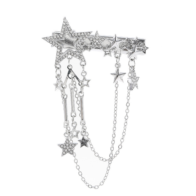 Agrafe de păr rafinate cu stea de cristal Bling strălucitor Accesorii de păr pentru femei, fete, lanțuri elegante, ace de păr cu ciucuri, nou.