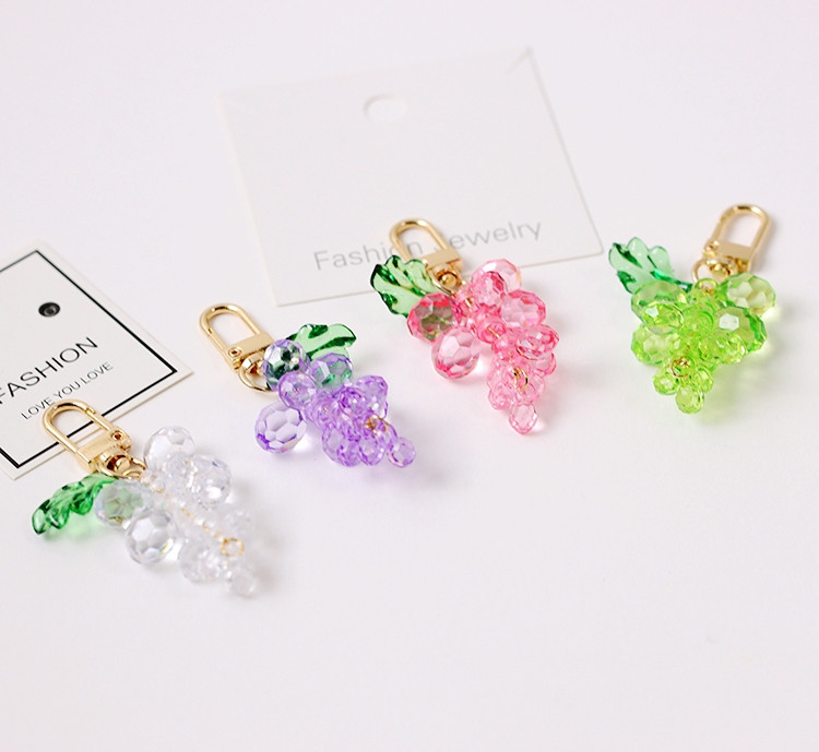 2021 drăguț struguri 3D strass stras cristal arilic pompon breloc mașină breloc cu pandantiv inel accesorii AirPods D525