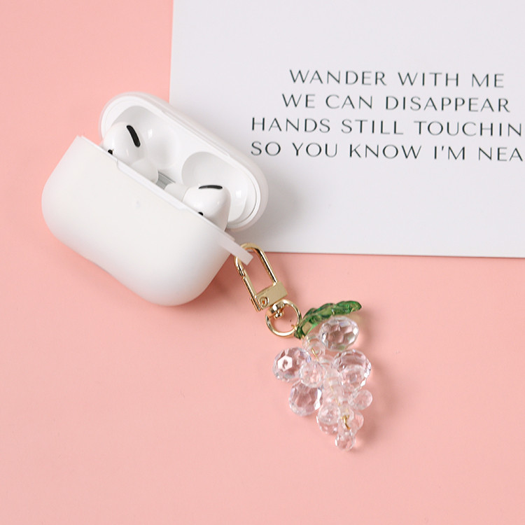2021 drăguț struguri 3D strass stras cristal arilic pompon breloc mașină breloc cu pandantiv inel accesorii AirPods D525