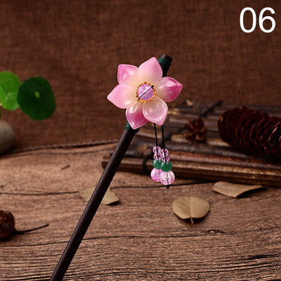 Bețișor de păr din lemn de epocă în stil chinezesc înfășurat ace de păr cu flori cu ciucuri accesorii de păr clasică elegantă pentru doamnă