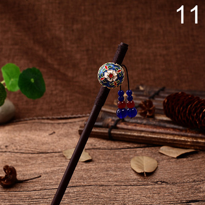 Bețișor de păr din lemn de epocă în stil chinezesc înfășurat ace de păr cu flori cu ciucuri accesorii de păr clasică elegantă pentru doamnă