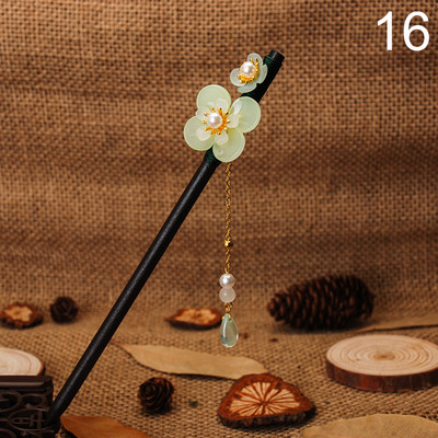 Bețișor de păr din lemn de epocă în stil chinezesc înfășurat ace de păr cu flori cu ciucuri accesorii de păr clasică elegantă pentru doamnă