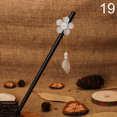 Bețișor de păr din lemn de epocă în stil chinezesc înfășurat ace de păr cu flori cu ciucuri accesorii de păr clasică elegantă pentru doamnă