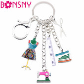 Unelte pentru mașină de cusut din aliaj Bonsny Foarfece Flatiron Breloc Inel Cadou pentru femei Fete Breloc Breloc Breloc Breloc Bijuterii