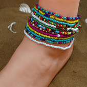 7 kom/komplet narukvica za žene Nakit za stopala u obliku školjke Ljetna plaža Narukvica za bosonogu nogu Ženska kožna narukvica na nozi Boho lanac za noge