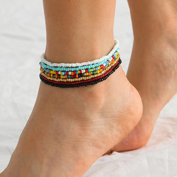 7 бр./комплект глезени за жени Shell Foot Jewelry Летен плаж Гривна за боси крака Глезена на крака Женска кожена глезенка Boho Верига за крака