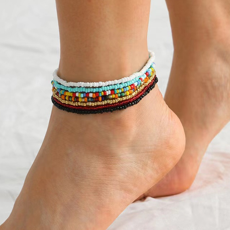 7 kom/komplet narukvica za žene Nakit za stopala u obliku školjke Ljetna plaža Narukvica za bosonogu nogu Ženska kožna narukvica na nozi Boho lanac za noge