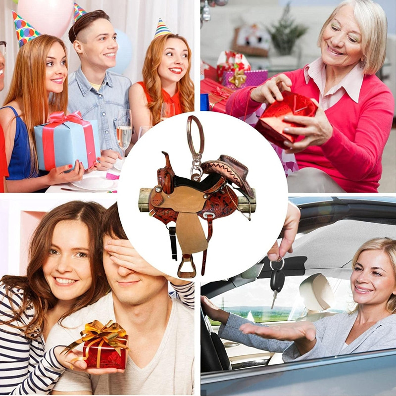 Mini breloc cu șa, accesoriu pentru breloc în stil occidental, cadouri unice noutate, breloc cu pandantiv de cal pentru femei, fete