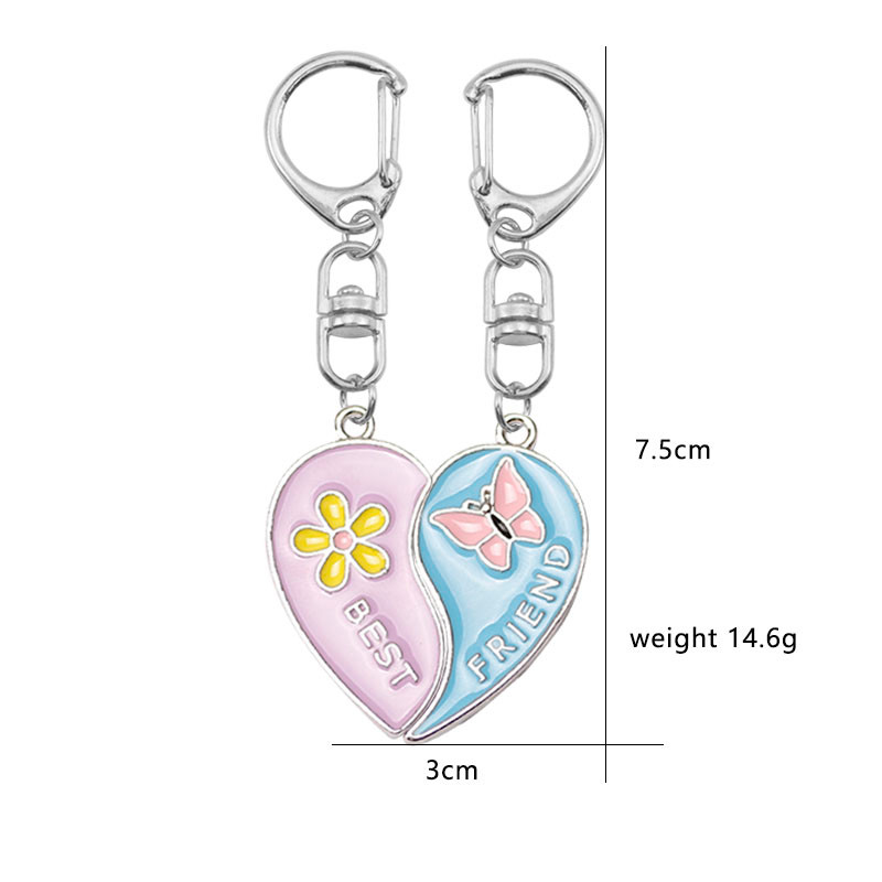 Breloc cel mai bun prieten, floare mică, pandantiv fluture, rucsac, lanț cheie pentru studenți, bijuterii pentru prietenie BFF