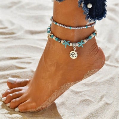 Anklet de epocă pentru femei Brățară de gleznă de plajă Brățară cu pandantiv cu picior țestoasă Boho tobilleras pulsera para tobillo Anklets for Women
