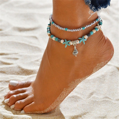 Anklet de epocă pentru femei Brățară de gleznă de plajă Brățară cu pandantiv cu picior țestoasă Boho tobilleras pulsera para tobillo Anklets for Women