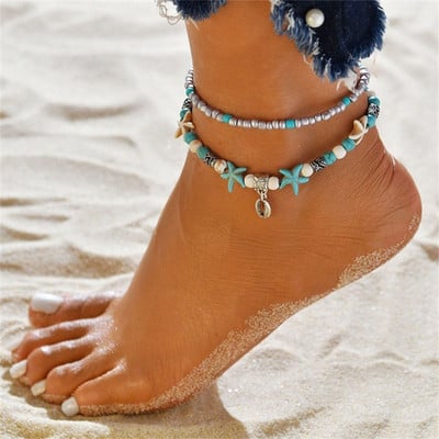 Anklet de epocă pentru femei Brățară de gleznă de plajă Brățară cu pandantiv cu picior țestoasă Boho tobilleras pulsera para tobillo Anklets for Women