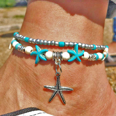 Anklet de epocă pentru femei Brățară de gleznă de plajă Brățară cu pandantiv cu picior țestoasă Boho tobilleras pulsera para tobillo Anklets for Women
