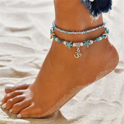 Anklet de epocă pentru femei Brățară de gleznă de plajă Brățară cu pandantiv cu picior țestoasă Boho tobilleras pulsera para tobillo Anklets for Women