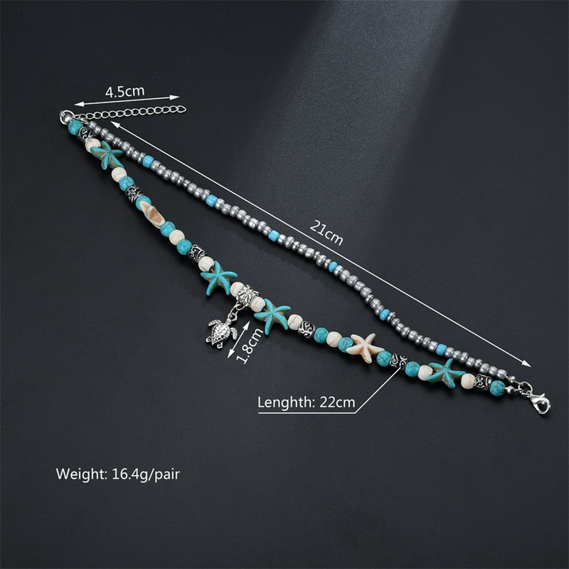 Anklet de epocă pentru femei Brățară de gleznă de plajă Brățară cu pandantiv cu picior țestoasă Boho tobilleras pulsera para tobillo Anklets for Women