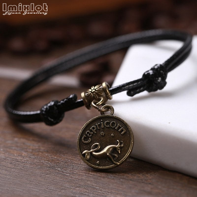 Moda 12 constelații glezne realizate manual frânghie reglabilă gleznă brățară desculț sandală plajă picior lanț bijuterii pentru bărbați femei