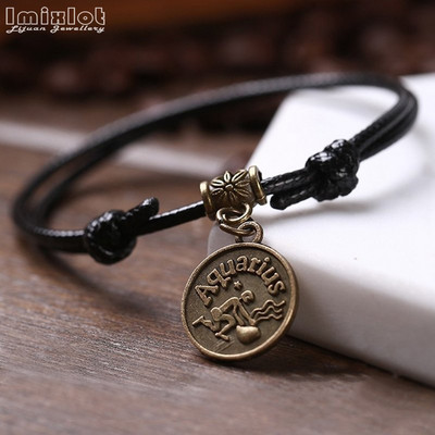 Moda 12 constelații glezne realizate manual frânghie reglabilă gleznă brățară desculț sandală plajă picior lanț bijuterii pentru bărbați femei