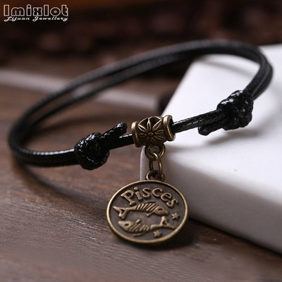 Moda 12 constelații glezne realizate manual frânghie reglabilă gleznă brățară desculț sandală plajă picior lanț bijuterii pentru bărbați femei