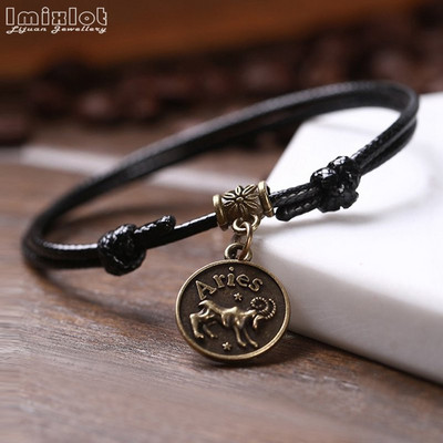 Moda 12 constelații glezne realizate manual frânghie reglabilă gleznă brățară desculț sandală plajă picior lanț bijuterii pentru bărbați femei