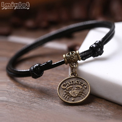 Moda 12 constelații glezne realizate manual frânghie reglabilă gleznă brățară desculț sandală plajă picior lanț bijuterii pentru bărbați femei