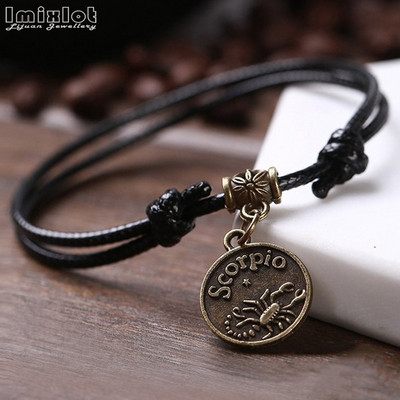 Moda 12 constelații glezne realizate manual frânghie reglabilă gleznă brățară desculț sandală plajă picior lanț bijuterii pentru bărbați femei