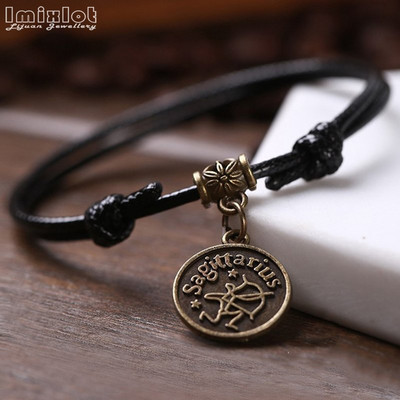 Moda 12 constelații glezne realizate manual frânghie reglabilă gleznă brățară desculț sandală plajă picior lanț bijuterii pentru bărbați femei