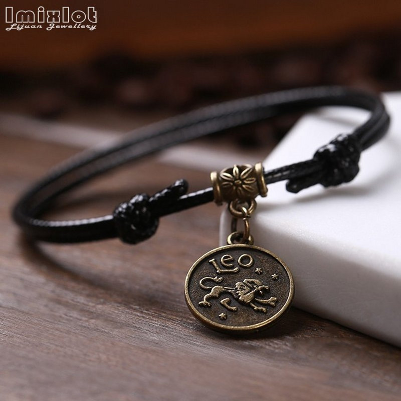 Moda 12 constelații glezne realizate manual frânghie reglabilă gleznă brățară desculț sandală plajă picior lanț bijuterii pentru bărbați femei