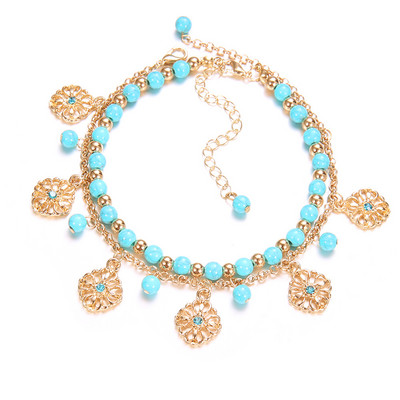 2 buc/set glezne boeme cu margele pentru femei Accesorii pentru bijuterii pentru picioare Vară plajă Sandale desculțe Brățară de gleznă pe picior