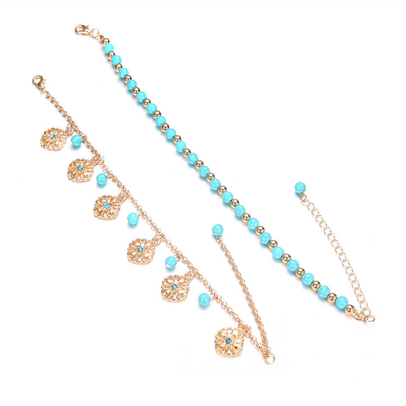 2 buc/set glezne boeme cu margele pentru femei Accesorii pentru bijuterii pentru picioare Vară plajă Sandale desculțe Brățară de gleznă pe picior