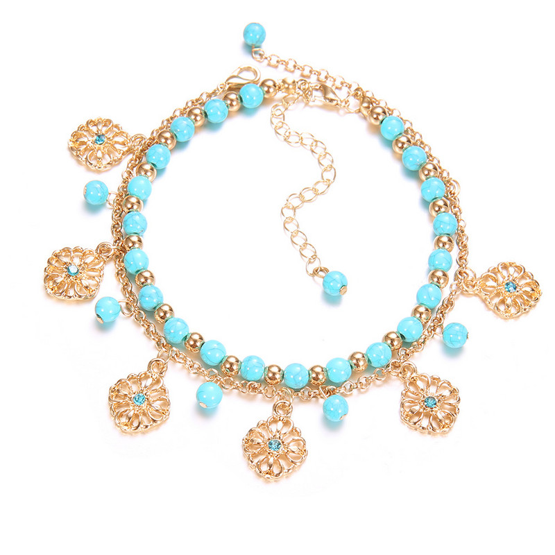 2 buc/set glezne boeme cu margele pentru femei Accesorii pentru bijuterii pentru picioare Vară plajă Sandale desculțe Brățară de gleznă pe picior