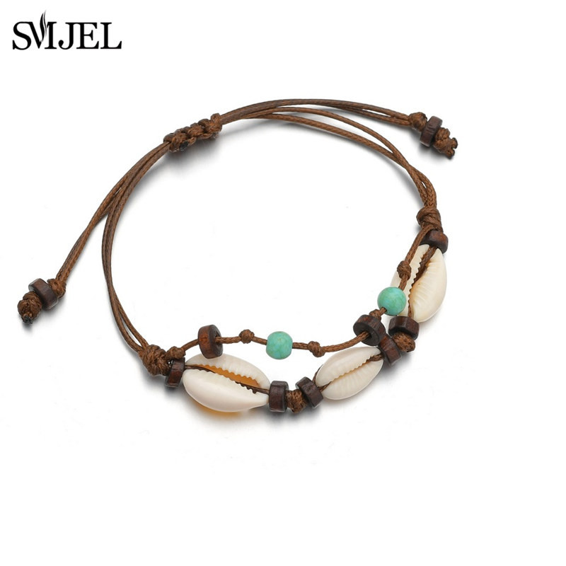 SMJEL boemske narukvice od školjki za žene Ručno tkane prirodne školjke Nakit za stopala Ljetna plaža Narukvica za bosonoge gležanj na nozi