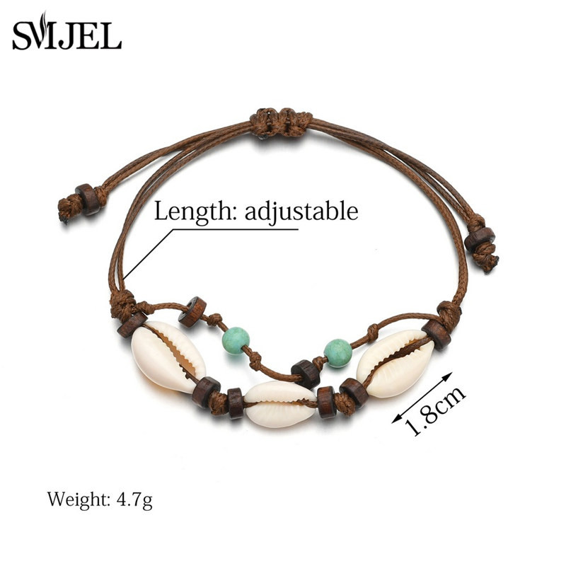 SMJEL boemske narukvice od školjki za žene Ručno tkane prirodne školjke Nakit za stopala Ljetna plaža Narukvica za bosonoge gležanj na nozi