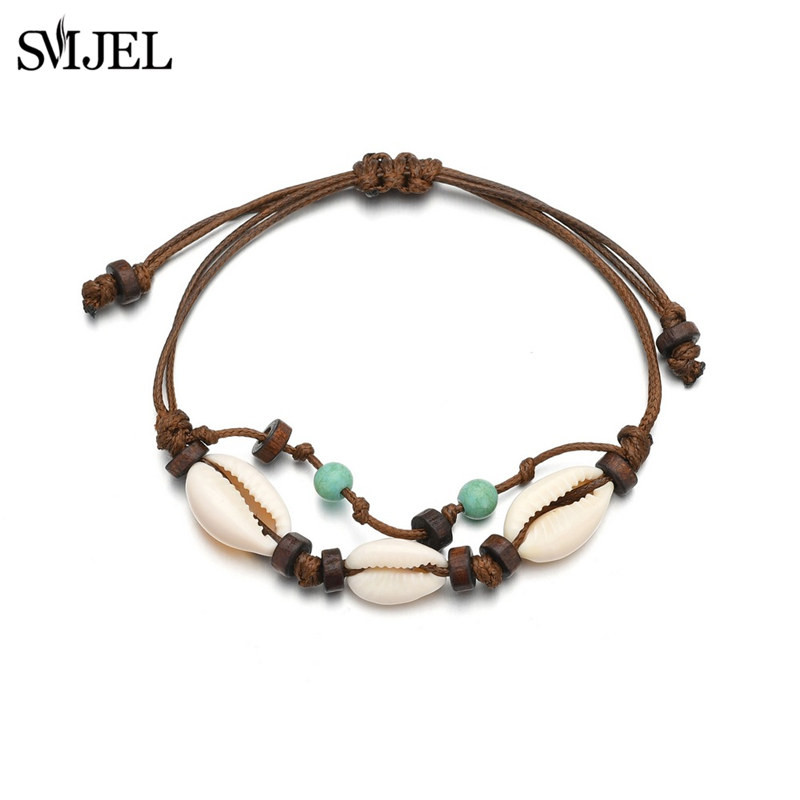 SMJEL boemske narukvice od školjki za žene Ručno tkane prirodne školjke Nakit za stopala Ljetna plaža Narukvica za bosonoge gležanj na nozi